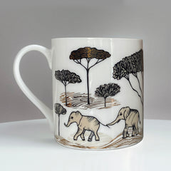 Lush Designs mug with picture of baby elephants