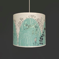 Lush designs rabbit print lampshade in pale turquoise