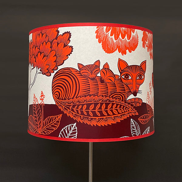 Large Fox and Cubs Lampshade Orange SECOND (lamp)