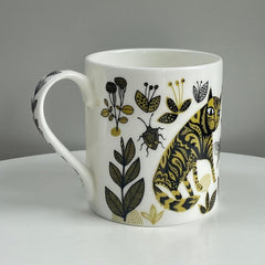 Lush designs cat print mug with beetle and flowers