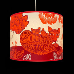 Large Fox and Cubs Lampshade Orange SECOND (pendant)