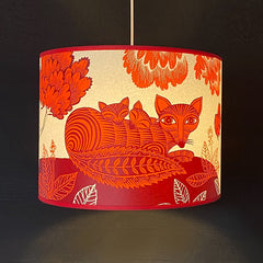 Large Fox and Cubs Lampshade Orange SECOND (pendant)