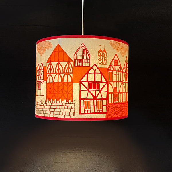 Tudor Village Lampshade - Orange SECOND