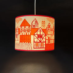 Tudor Village Lampshade - Orange SECOND